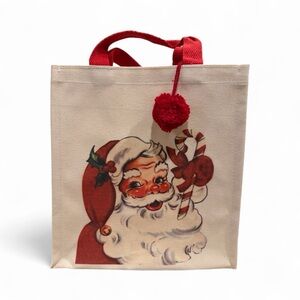 Festive Santa Canvas Tote Bag with Red Accents